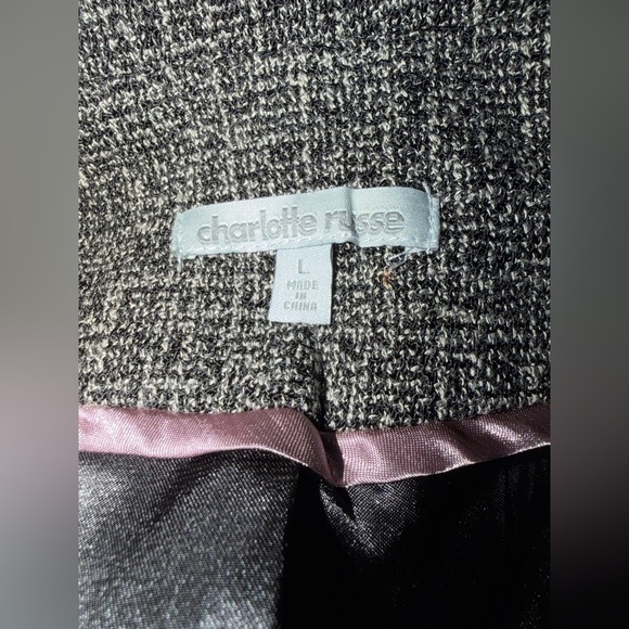 💜Charlotte Russe Women’s short-sleeve tweed black/white/gray colorway.Size:Large - Picture 6 of 7